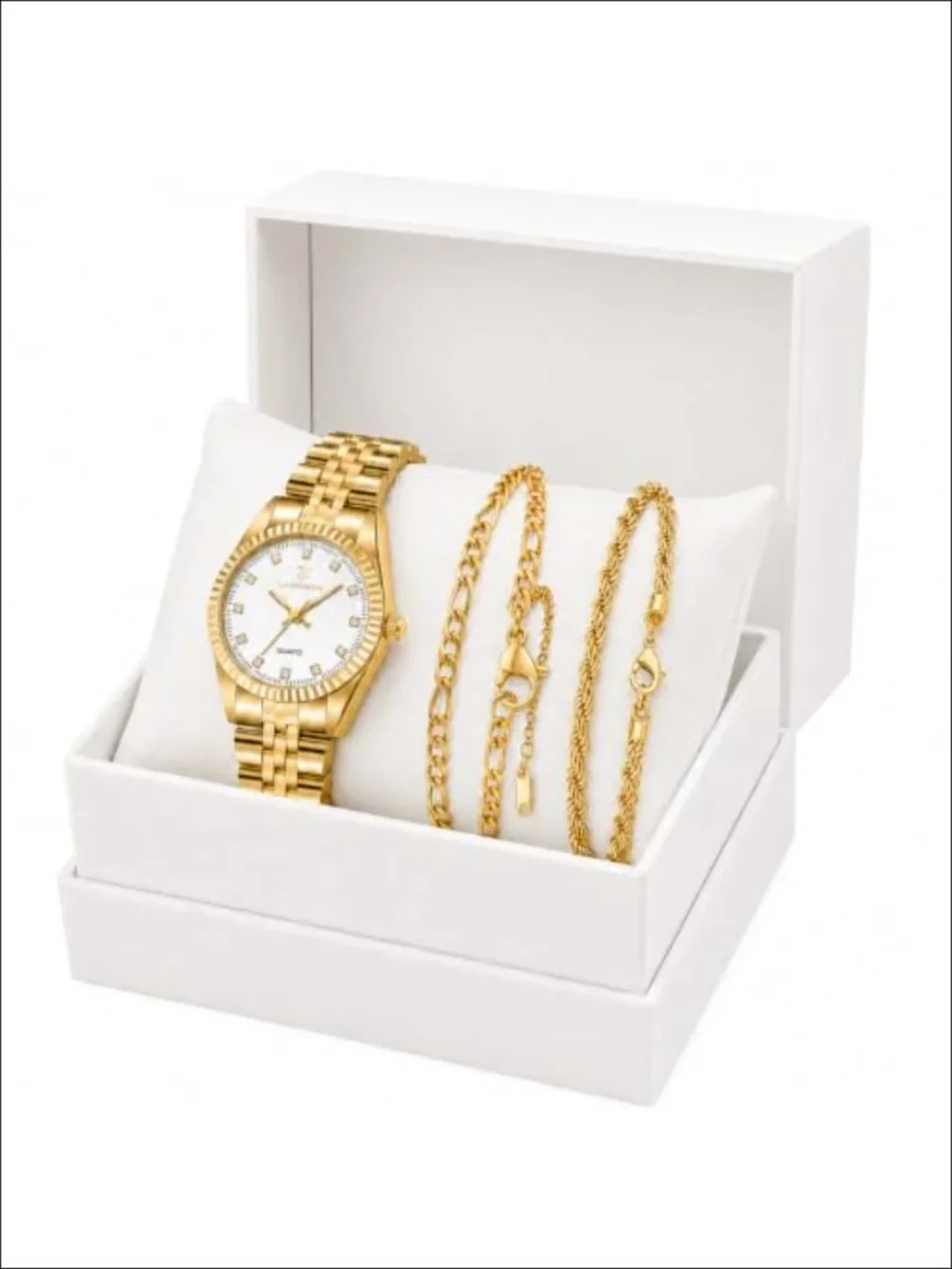 Gold Plated Watch & Bangle Set, Japanese Quartz Movement, Stainless Steel